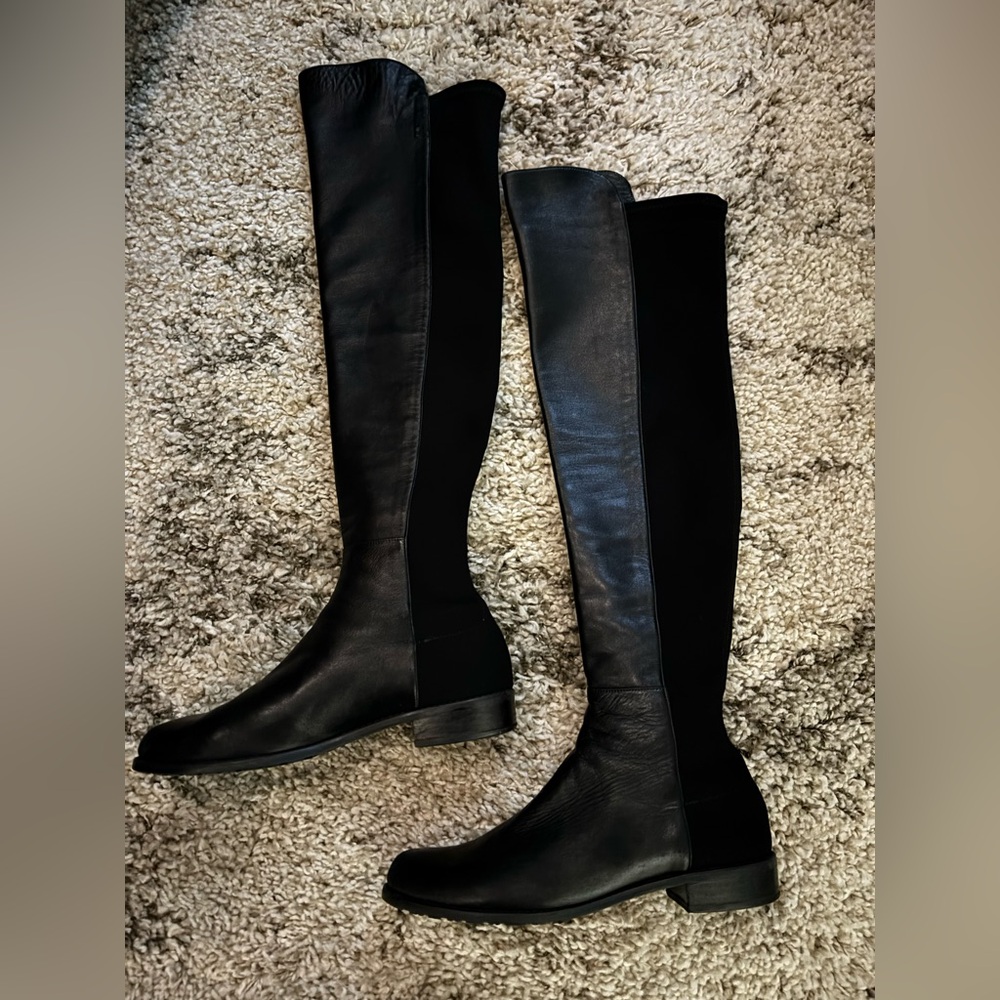 Stuart Weitzman 5050 Over The Knee Boots black leather womens 8